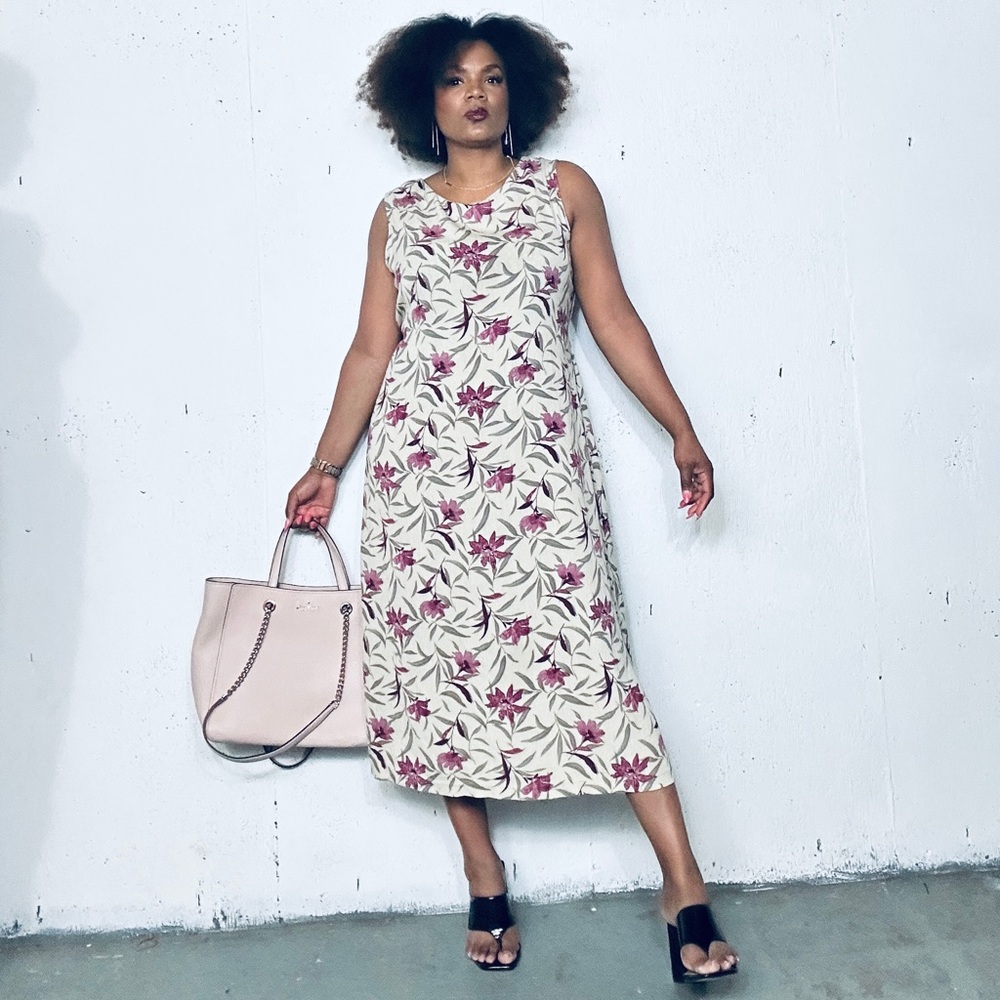 Vintage Floral Midi Dress, fits 14